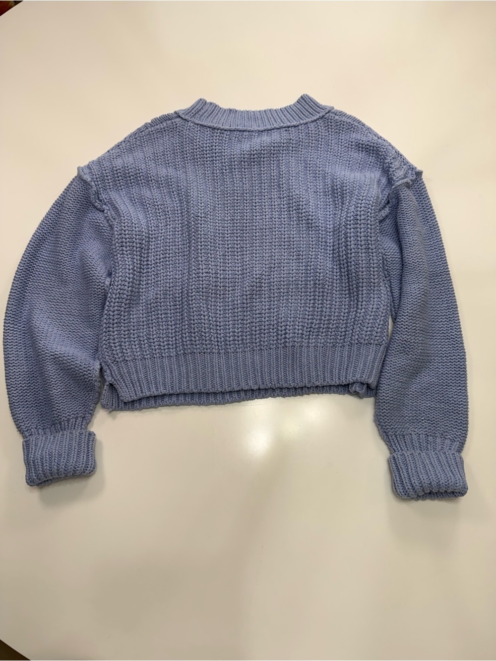 Free People Lavender Blue Cropped Crew Sweater - Picture 7 of 7
